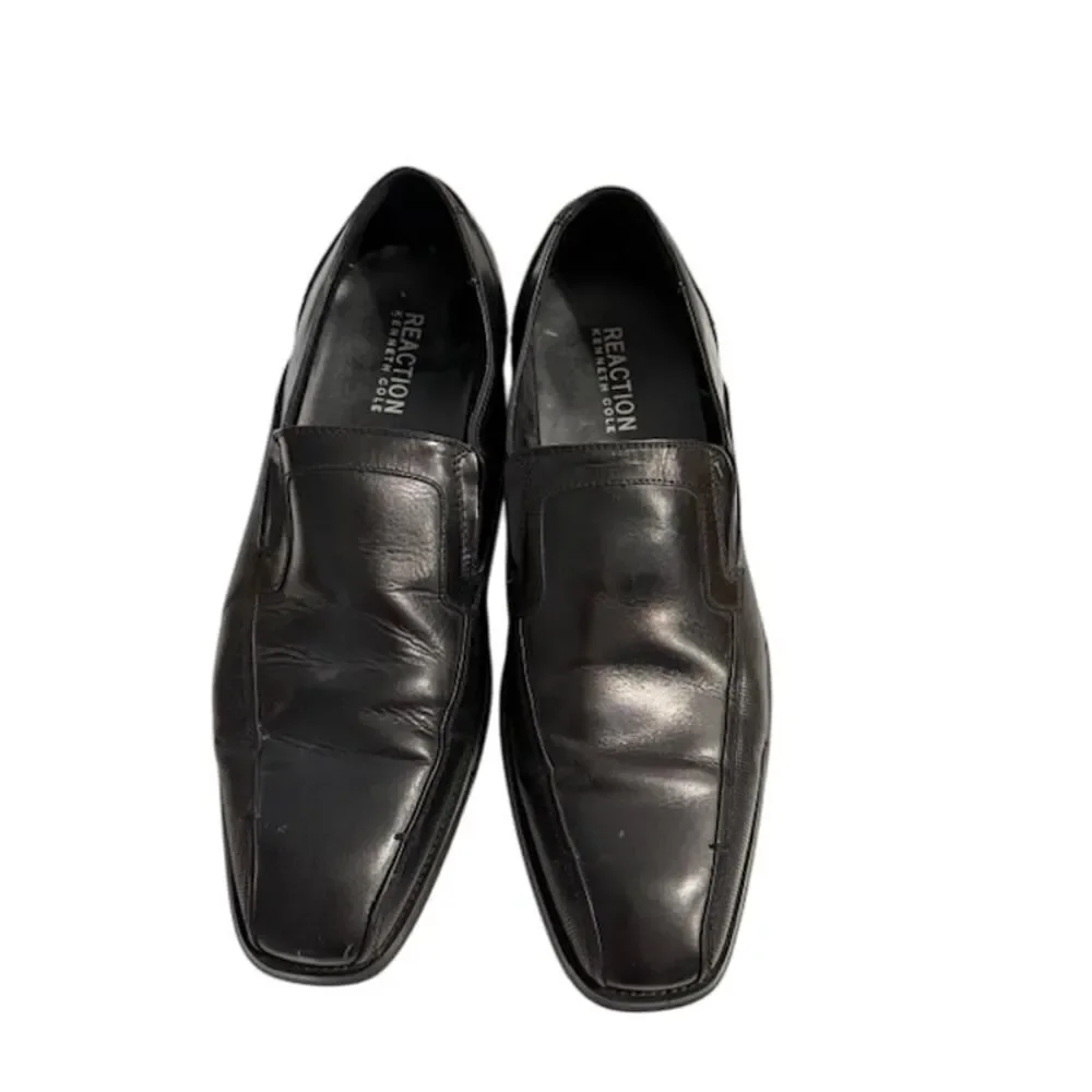 Reaction Kenneth Cole Men's Black Leather Loafers Witter Slip On Shoes Size 10 M